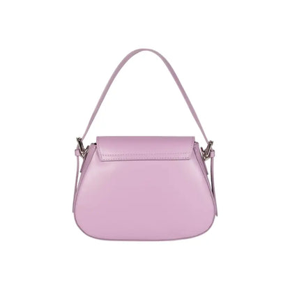 RB1030CI | Borsa Donna a Spalla EMMA con pattina in Vera Pelle Made in Italy. Accessori in metallo Argento Lucido - Colore Lilla - Dimensioni: cm 24 x 18 x 9 + 14,5 (Luce manico)-2