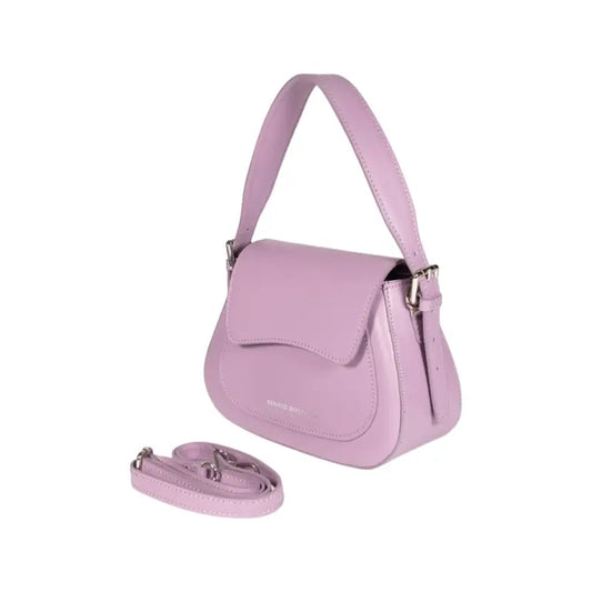 RB1030CI | Borsa Donna a Spalla EMMA con pattina in Vera Pelle Made in Italy. Accessori in metallo Argento Lucido - Colore Lilla - Dimensioni: cm 24 x 18 x 9 + 14,5 (Luce manico)-1