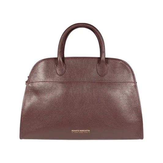 RB1032X | Borsa a Mano Donna FRIDA in Vera Pelle Made in Italy. Accessori in metallo Oro Lucido - Colore Bordeaux - Dimensioni: cm 43 x 29 x 24 + 12 (Luce manici)-0