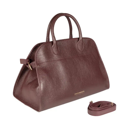 RB1032X | Borsa a Mano Donna FRIDA in Vera Pelle Made in Italy. Accessori in metallo Oro Lucido - Colore Bordeaux - Dimensioni: cm 43 x 29 x 24 + 12 (Luce manici)-1