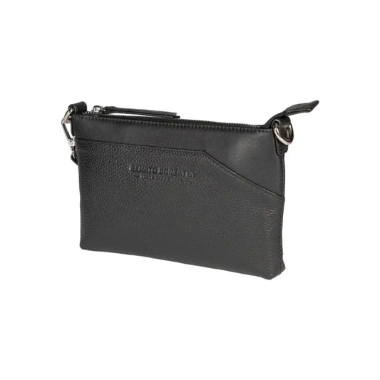 RB2003A | Borsa a Tracolla/Polso in Vera Pelle pieno fiore, grana dollaro/leggera. Tracolla e maniglia removibili. Colore Nero. -2