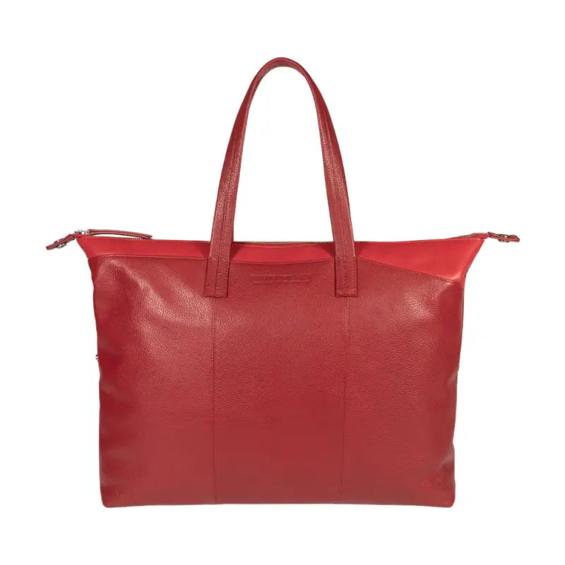 RB2004V | Borsa Shopping Trasformabile in Bauletto in Vera Pelle pieno fiore, grana dollaro/leggera. Doppio manico. Colore Rosso. Dimensioni: cm 43 x 36 x 14. Confezione: Sacchetto in Tessuto non Tessuto-2