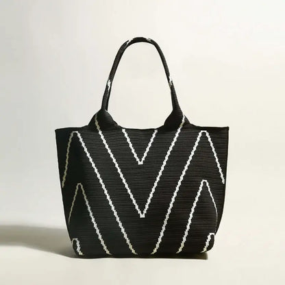 Retro Chevron Black Canvas Tote Bag-0