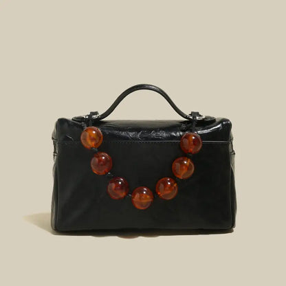 Vintage Vanity Shoulder Bag with Resin Bead Strap-2